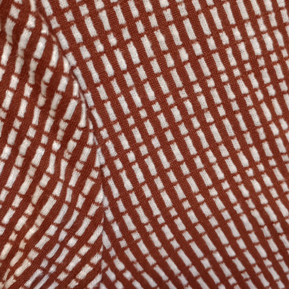 CAUTION To The Wind Burnt Orange‎ White Long Sleeve Cross Over VNeck Blouse M - Picture 7 of 8